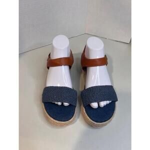 Women's Olivia Miller Blue and Brown Wedges Size 9